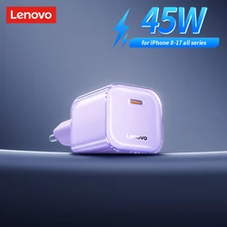 Lenovo 45W GaN Fast Charger with PD3.0 and QC4.0 USB - C Compatibility - PURPLE