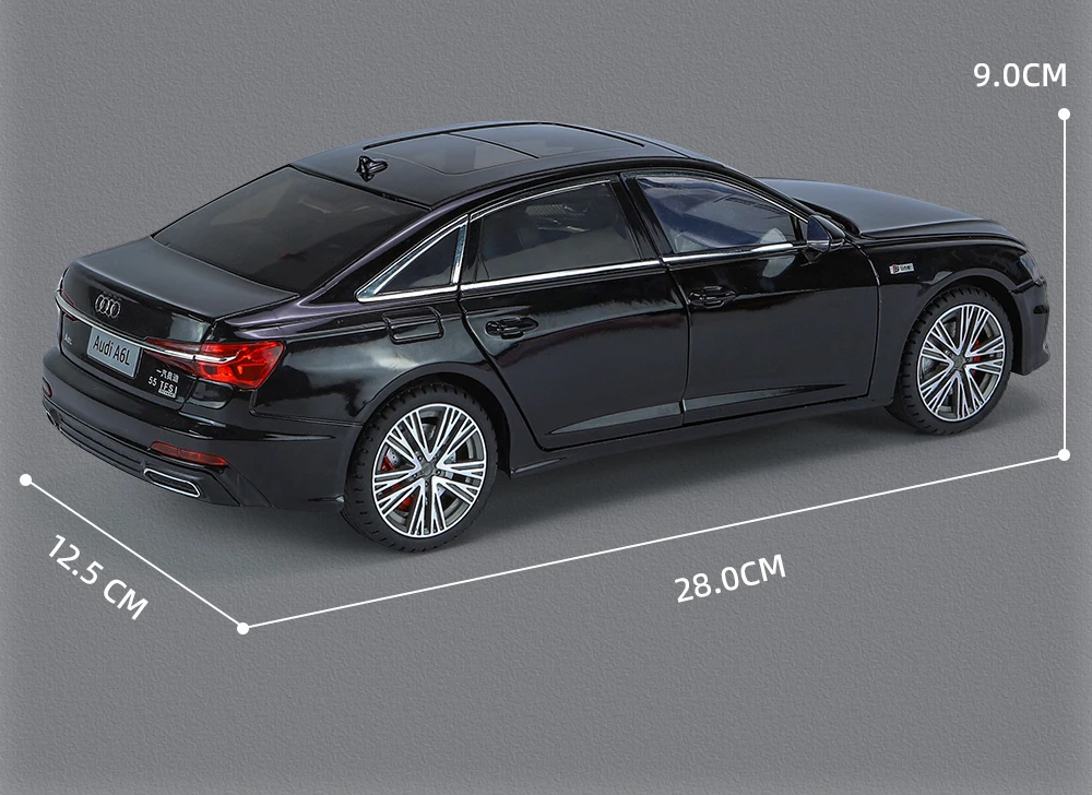1:18 Audi A6 Limousine Alloy Die Cast Toy Car Model Sound And Light Pull Back Toy Collectibles