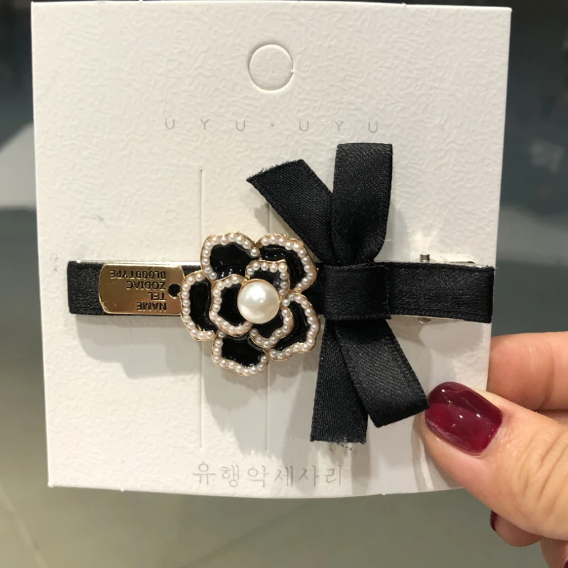 

2023 Korean Fashion New Temperament Camellia Flower Hair Clips Ribbon Bows Clip Floral Accessories for Women Girls Cheveux