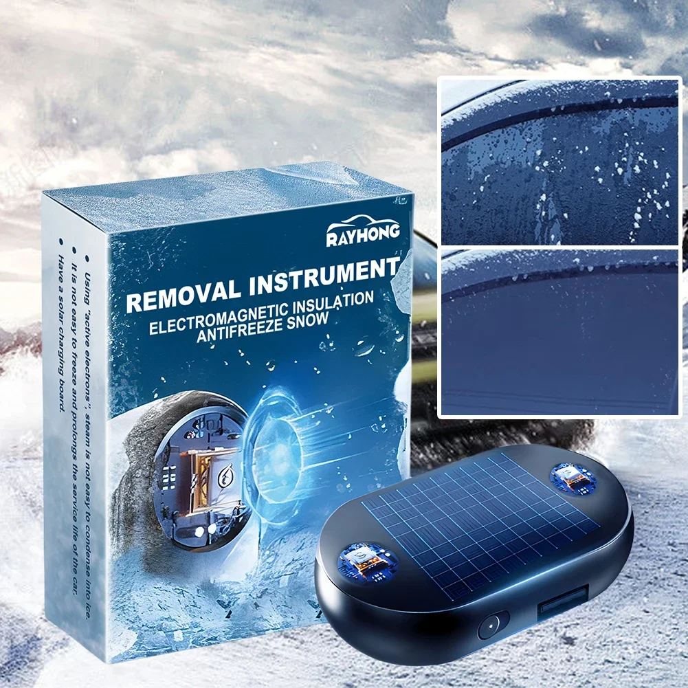 Solar Antifreeze Electromagnetic Molecular Windshield Car Snow Removal Device Window Glass Defog & Defrost& Deice 1-3Pcs 5-12V Windshield Deicing Instrument Windshield Defroster