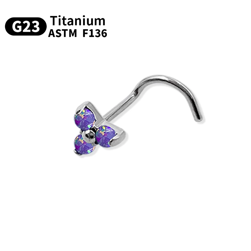 1 Stück Opal-Blumen-Piercing Nasenring und Ohrstecker G23 F136 Titan CZ Nasenring Damen Körperschmuck Mädchen Geschenk Allergievorbeugend – Detail 6