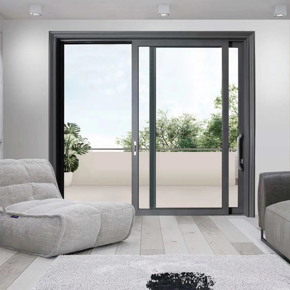 Sixinalu Pivot Casement Entrance Folding Sliding Door Glass Interior Entry 2/3 Panel Doors with Aluminum Frame Home Decor