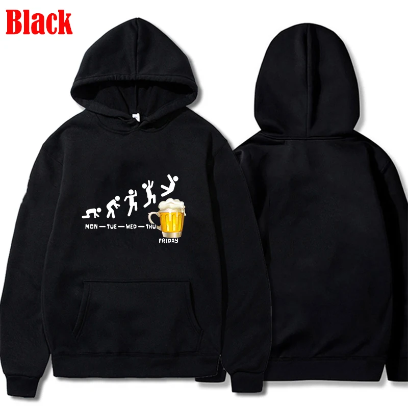 Friday Beer Print Men\'s Hoodies Funny Graphic Print Shirts Women Men Pullovers Streetwear Hooded Sweatshirts