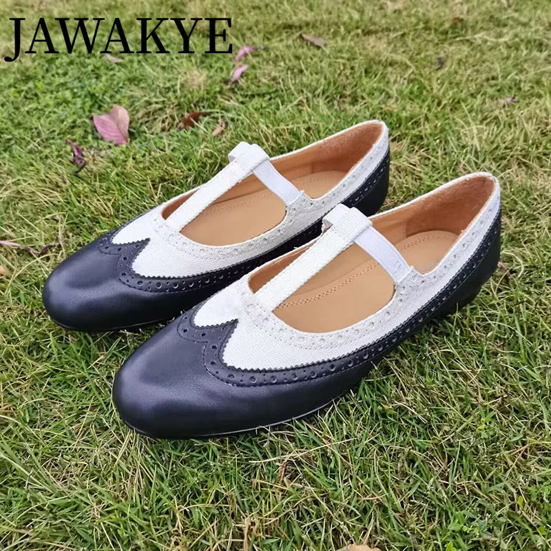 

JAWAKYE, кожаные лоферы на плоской подошве, женская обувь с Т-образным ремешком, весна 2024, женские туфли на плоской подошве, роскошные танцевальные туфли с круглым носком, мокасины
