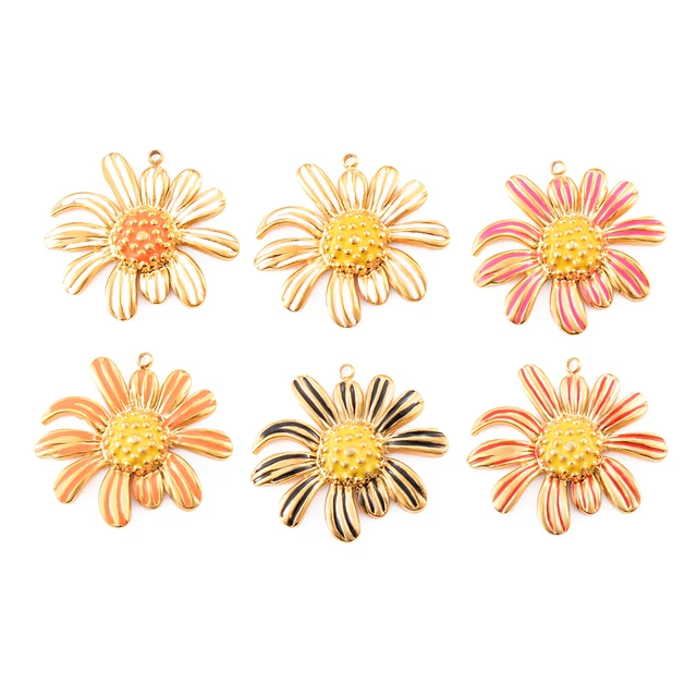 Sunflower Charms Jewelry Making  Enamel Flowers Jewelry Making - 10pcs/lot  Flower - Aliexpress