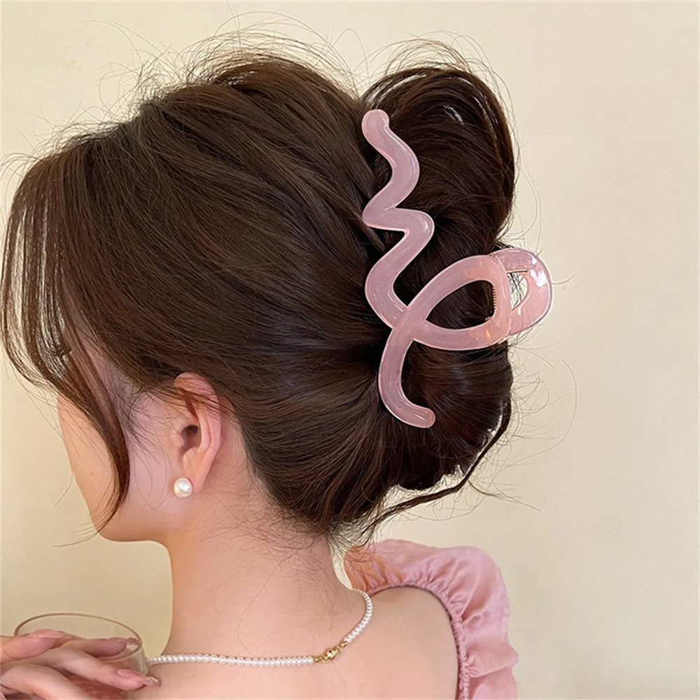 Korean Trendy Wavy Hair Clips for Women Bow Large Hair Claws