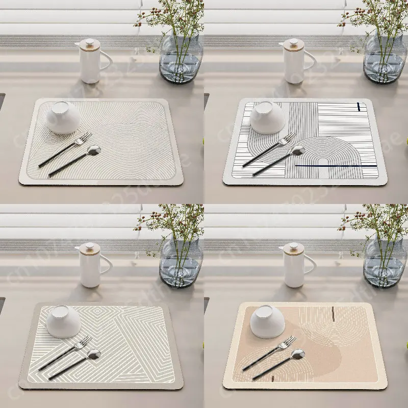 

Geometry Kitchen Coffee Cup Drain Pad Soft Diatom Mud Countertop Super Absorbent Toilet Sink Non-Slip Wash-Free Dish Drying Mat