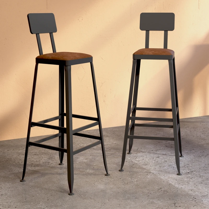 Unique Iron Bar Stools Modern Light Luxury Ergonomic Industrial Bar Chairs Backrest Nordic Relaxing Sillas De Home Furniture