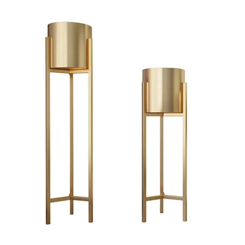 Nordic Gold Flower Rack Indoor Light Luxury Iron Flower Pot Rack Home Living Room Floor Standing Gold Decorative Storage