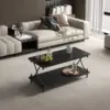 Coffee Table with Storage and Open Shelves for Living Dining Room, Modern Rectangle & Industrial Design, X-Shape Frame 1