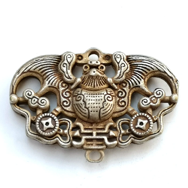 

Old Chinese Tibet Silver Carving Bat Necklace Pendant Gift Collection L 3.8 CM