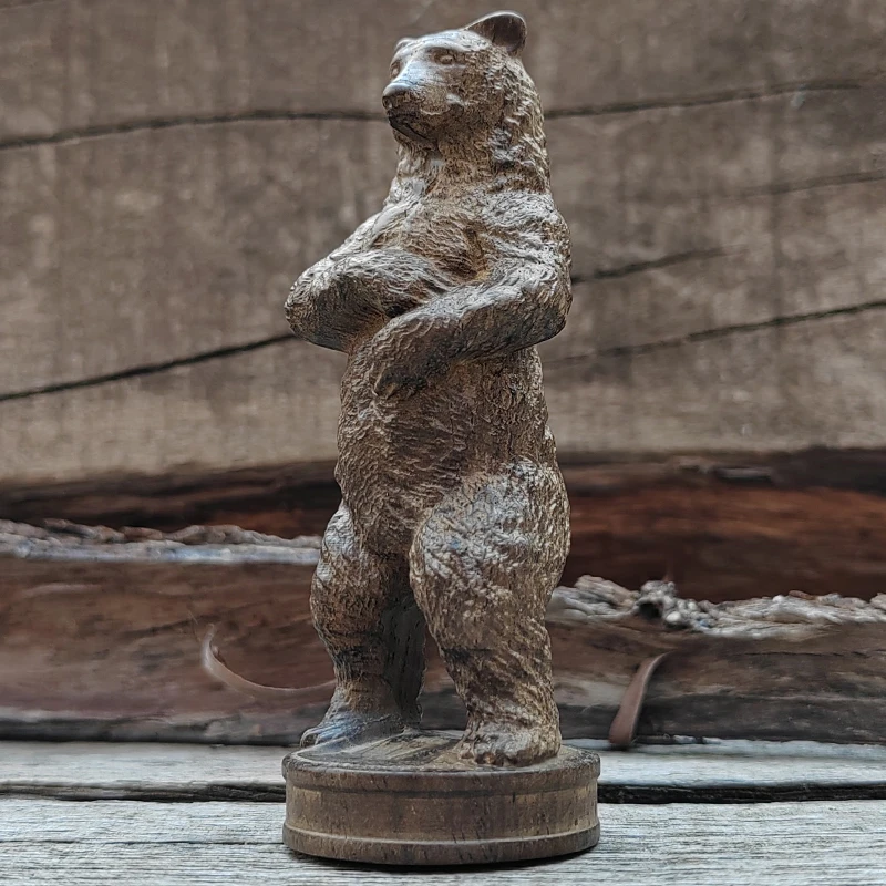 Rustic Wooden Bear Ornament - Hand-Carved Natural Design