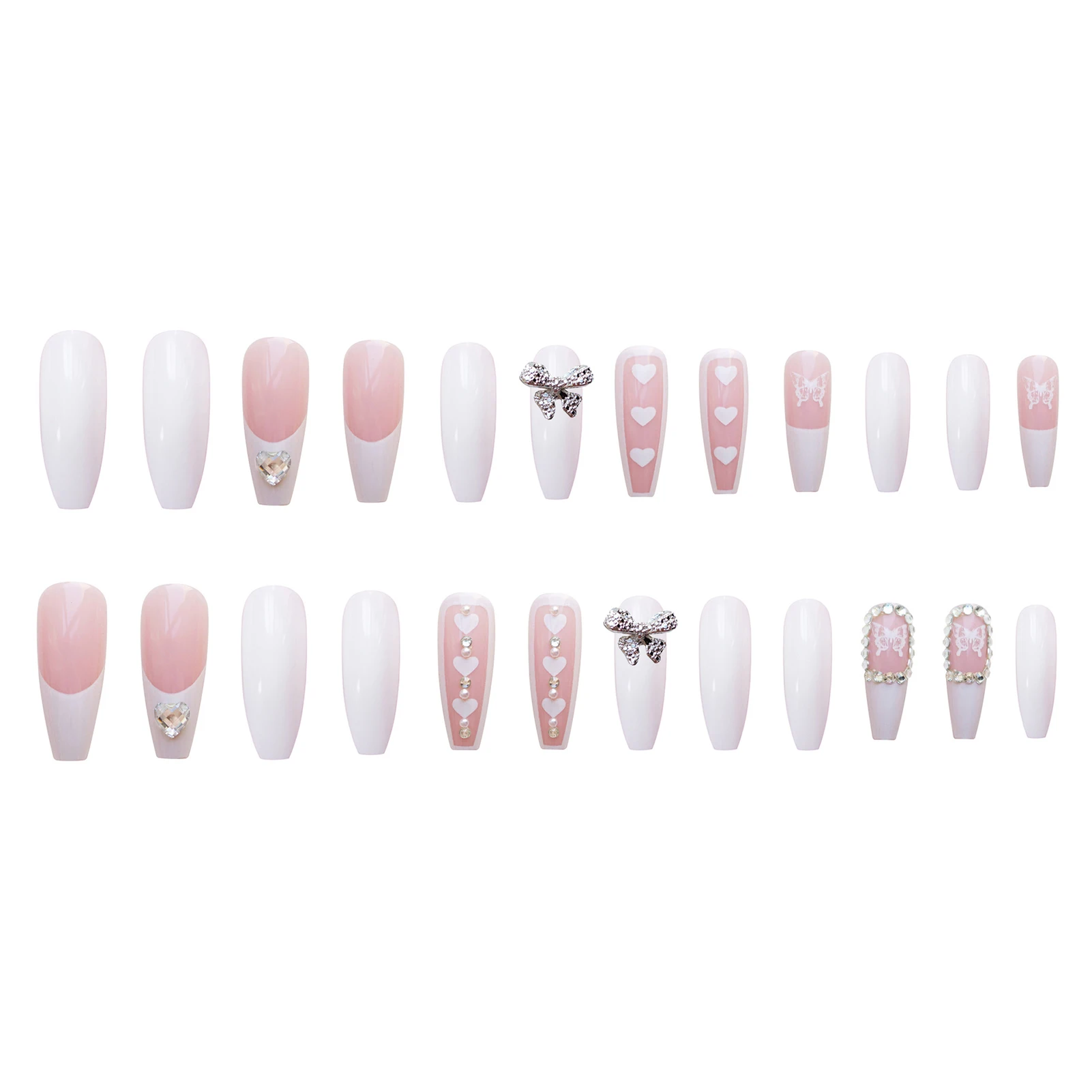 

24Pcs Press on Nails and Rhinestones for Various Social Occasions