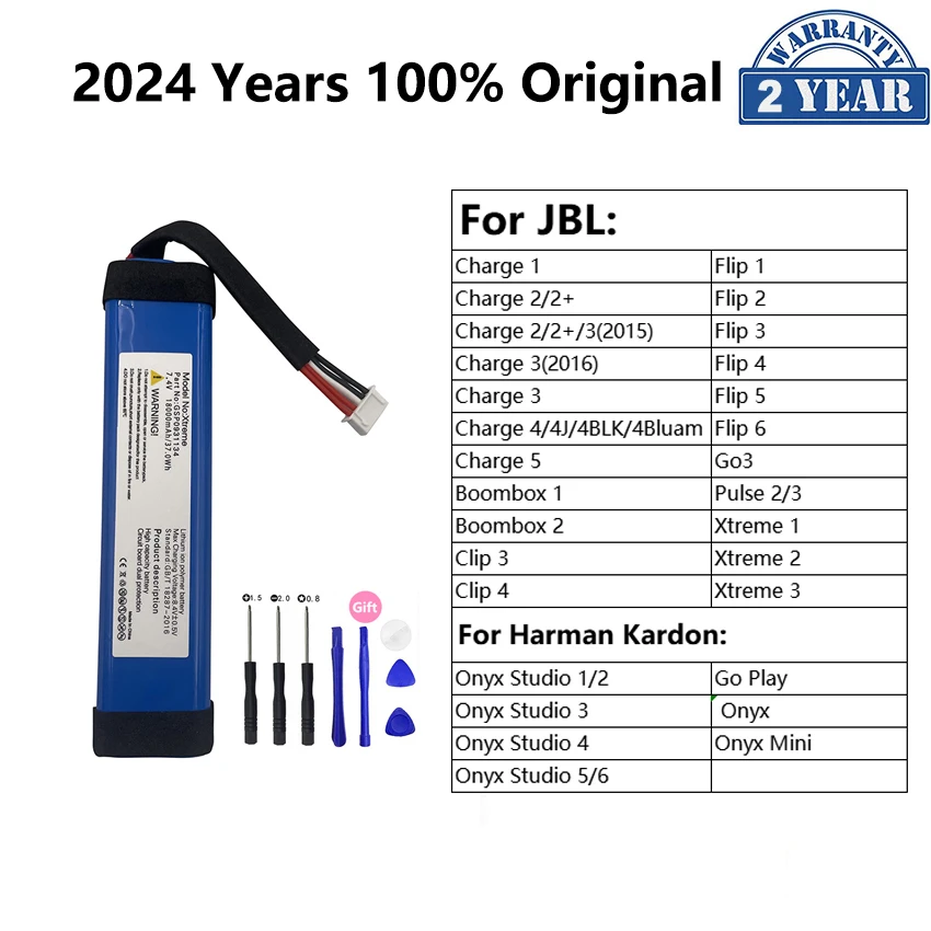 100% Оригинальный аккумулятор для JBL Charge флип-клип Pulse Xtreme Boombox Harman Kardon Go Play Onyx Mini 1 2 3 4 5 6 динамик аккумулятор