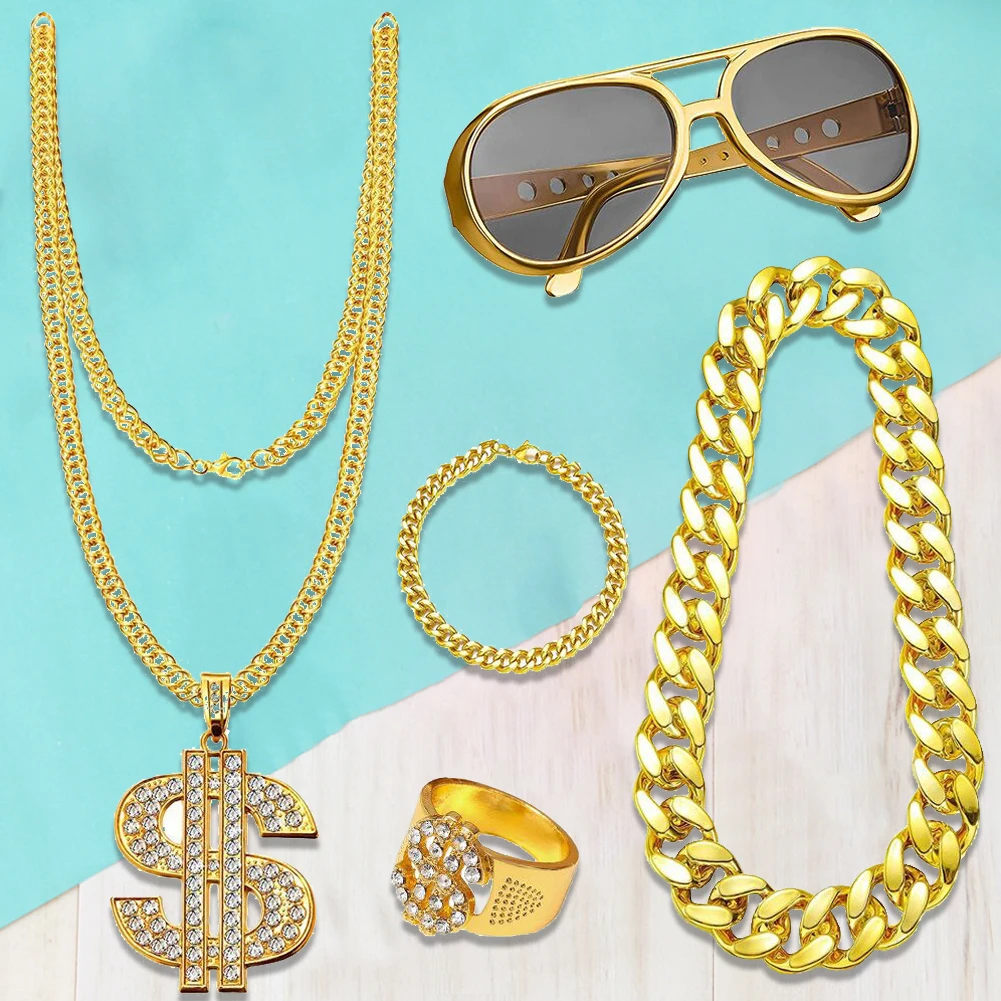 thumbnail image 2 of Big Gold Chain 80S 90S Hip Hop Costume Jewelry Gold Chain For 2 of 12