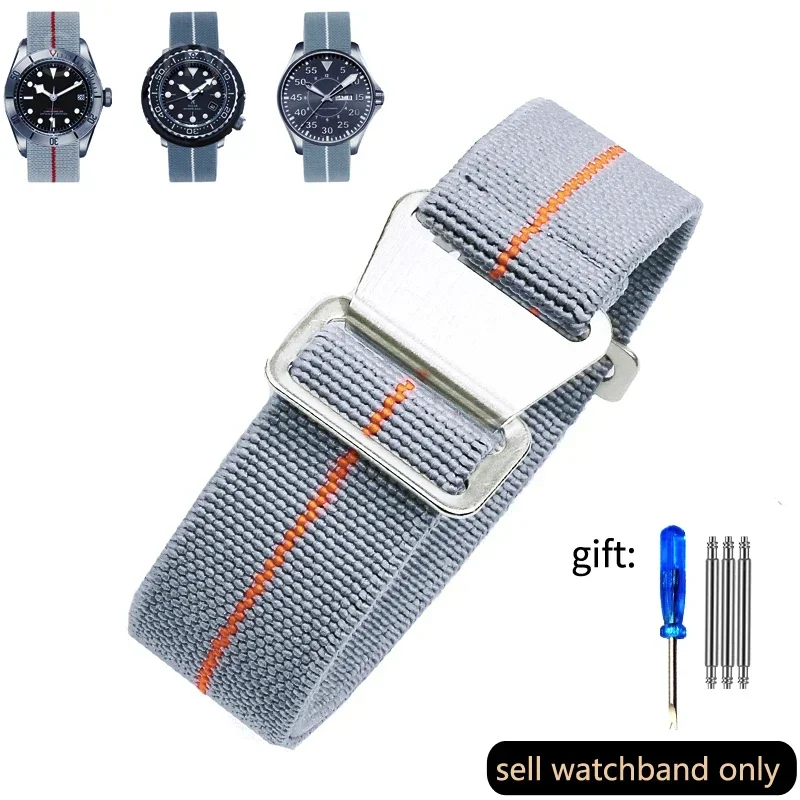Vintage-Style French Parachute Elastic Nylon Watch Strap – Universal Men's Smartwatch Wristband (Classic 60s Inspired Design)