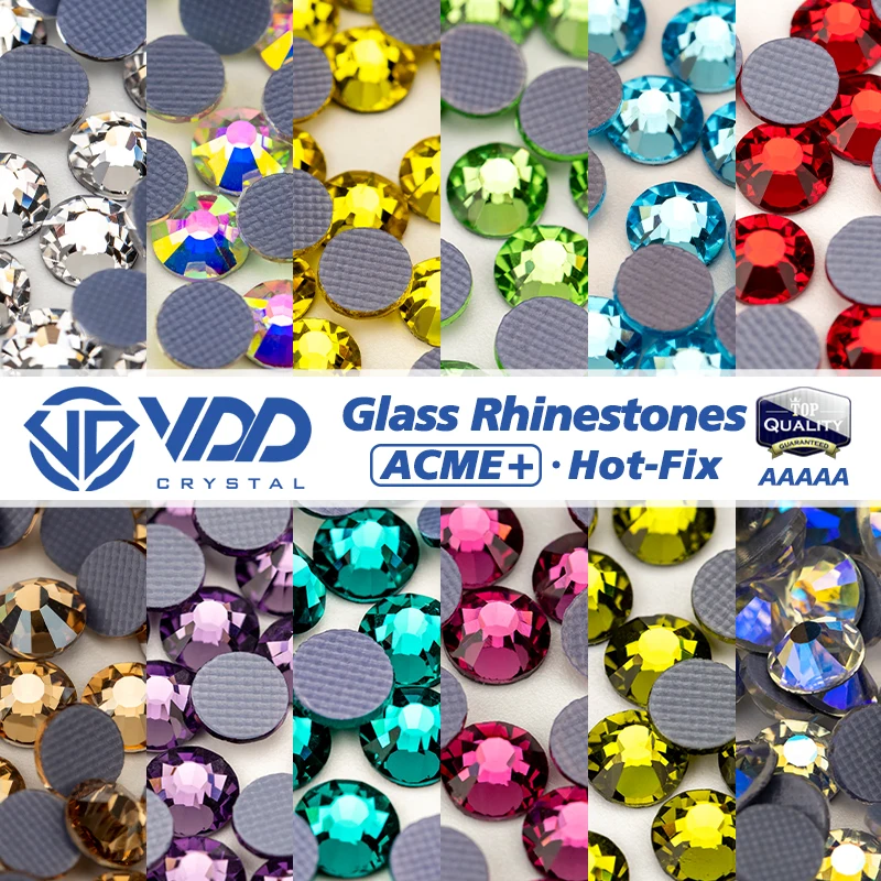 VDD Multi-color ACME+Series Top Quality Glass Hot-Fix Rhinestones Crystal AB Flatback Glitter Strass Stones For Fabric Garment