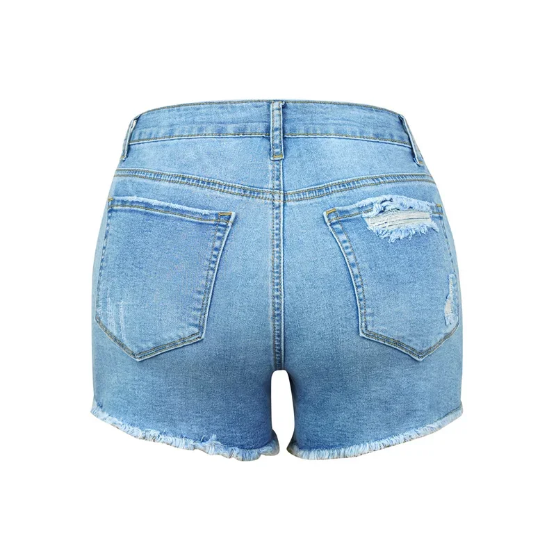 Fashion Broken Holes Denim Shorts Women Tassel Three Quarter Pants Female Summer Ultra Short Mid Waist Jeans Casual Streetwear 4