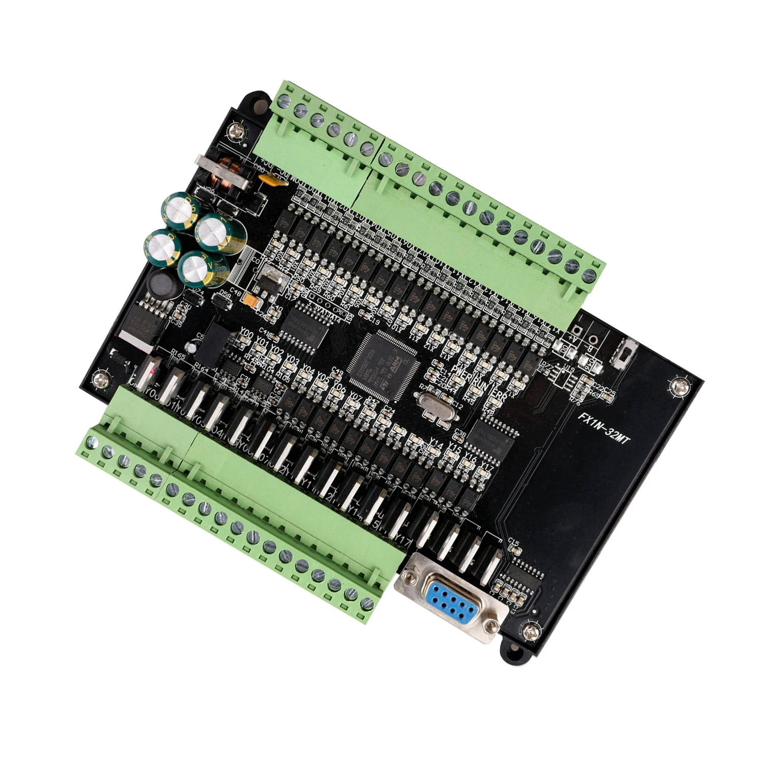 

PLC Industrial Control Board 4 Way 100K Pulse 24V 16 Input 16 Output 32-Bit MCU Programming Controller FX1N-32MT Ladder Language