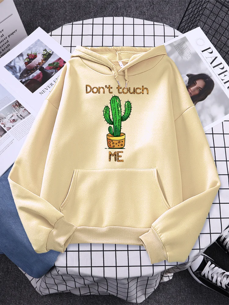 

Don'T Touch Me Kawaii Cactus Printed Womans Hoody Comfortable Tops Street O-Neck Clothes Creativity Funny Pullover Women Hoodies