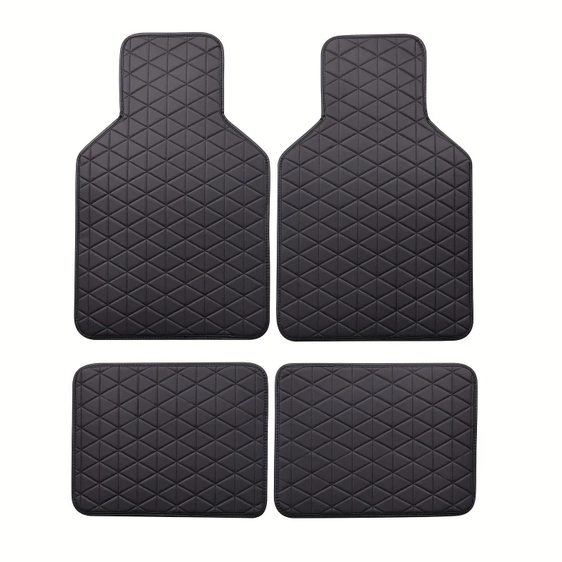 Car Floor Mat 4-piece waterproof PU leather Durable Fashionable All-weather Protection Easy to Clean Enhances Interior