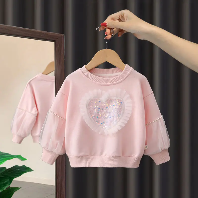 

Girls Tops 2023 New Girls' T-shirt Baby Lace Cotton Long Sleeve Pullover Children's T-shirt Bottoming Shirt Kids Cartoon