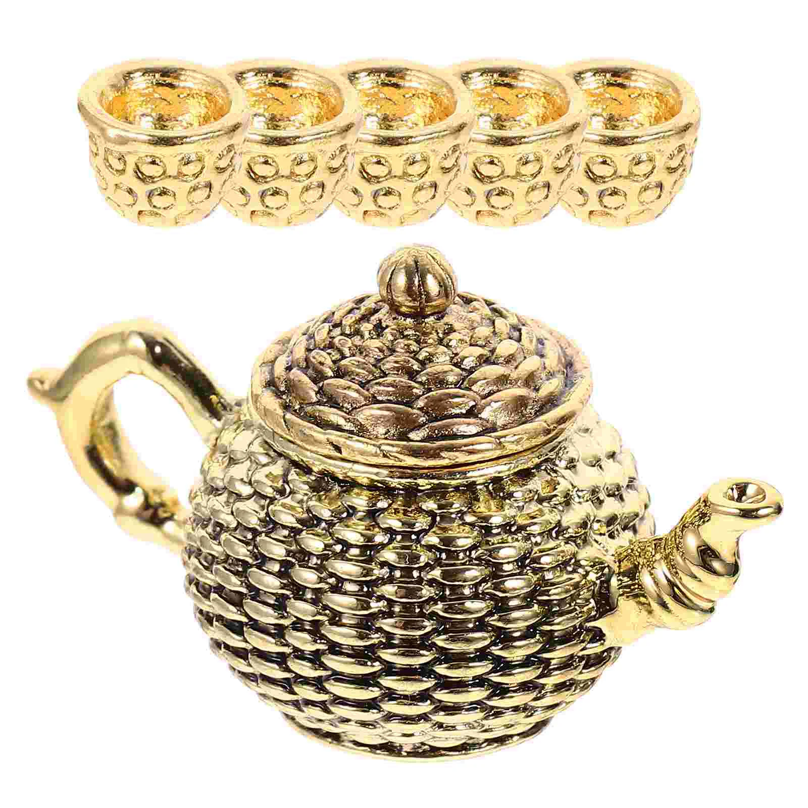 

6 Pcs Simulated Tea Cup Decoration Dollhouse Decorations Teapot Mini Kettle Tabletop Ornament Miniature Play