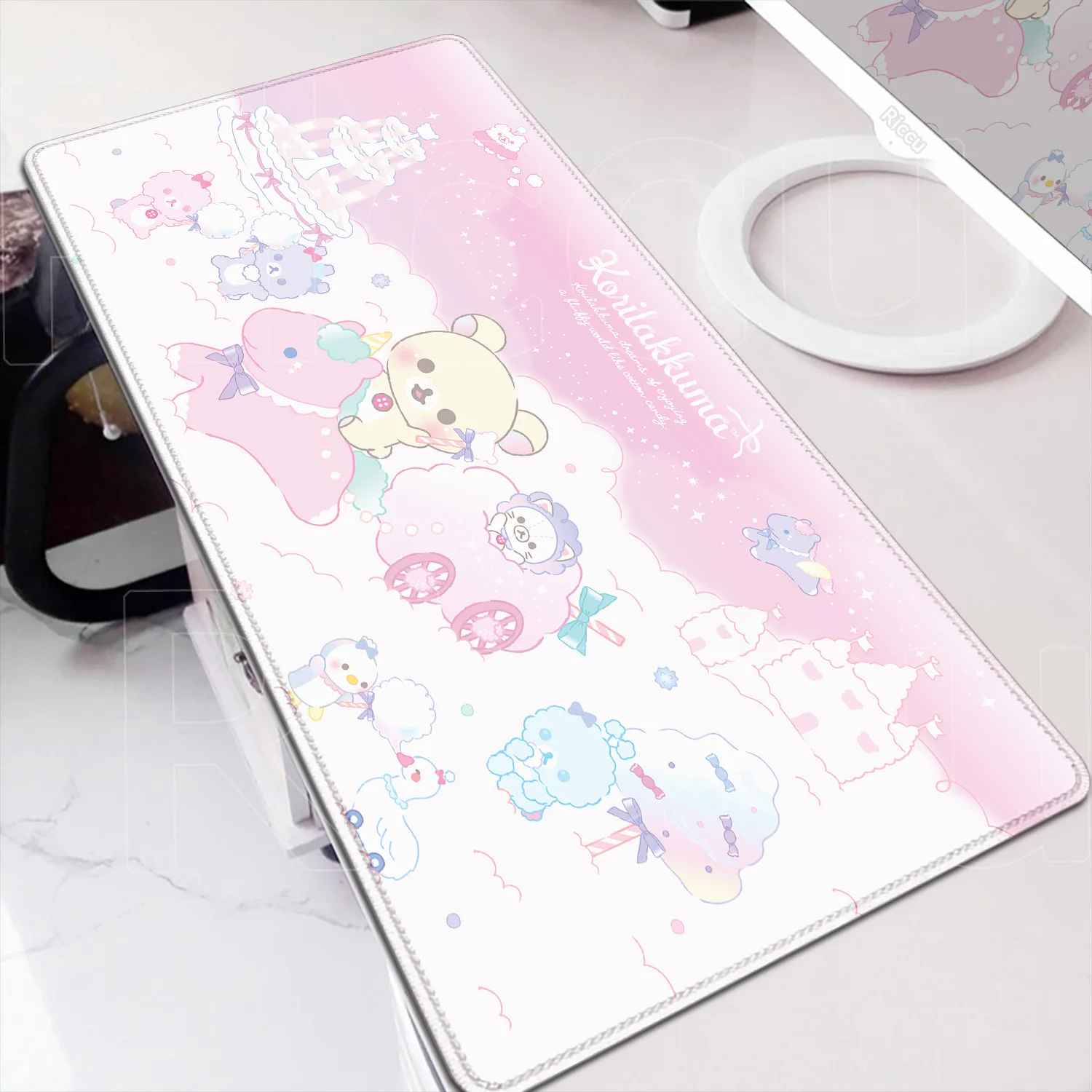 애니메이션 마우스 패드 카와이 노트북 책상 장식 마우스 30x80cm 게이머 고무 매트 귀여운 리락쿠마 미끄럼 방지 키보드 사무 ...