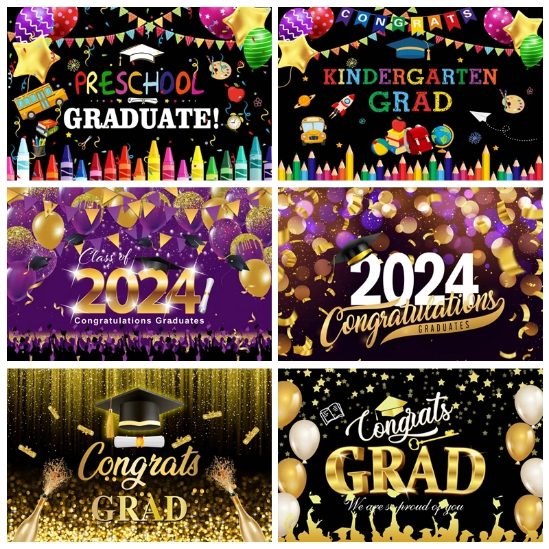 

Happy Graduation Photography Backdrop Class of 2024 Congrats Grad Prom Party Congratulations Graduates Photo Background Decor