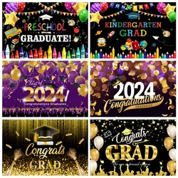 Happy Graduation Photography Backdrop Class of 2024 Congrats Grad Prom Party Congratulations Graduates Photo Background Decor