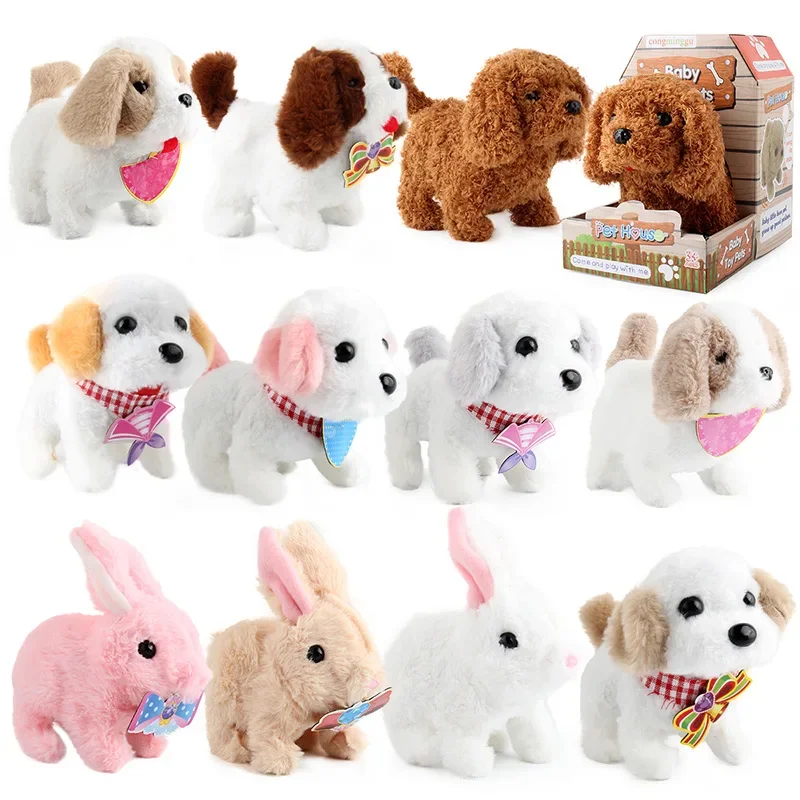 

Children's Electronic Pet Toys Electric Plush Pet Simulation Dog Rabbit Corgi Teddy Will Bark Will Walk Play House Kids Toys