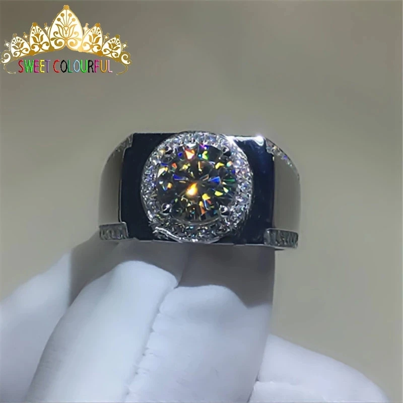 

100%pt950/18k/14k/9k gold ring Carbon silica diamond Men's ring D color VVS With national authoritative test certificate