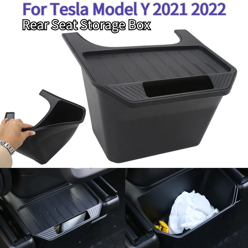 Für Tesla Modell y hintere Mittel konsole Aufbewahrung sbox tpe Organizer  Box mit Abdeckung Mülleimer unter Sitz Auto Zubehör - AliExpress