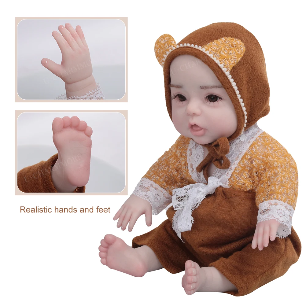 U-charmmore 47cm 2.8kg Boy Bebe Reborn doll Silicone Reborn  Baby for Children's Gifts Baby Shower Lifelike Reborn Baby Silicone cosdoll realistic silicone reborn baby dolls lifelike bebe early education toy simulated for children cartoon baby doll 47cm 3kg