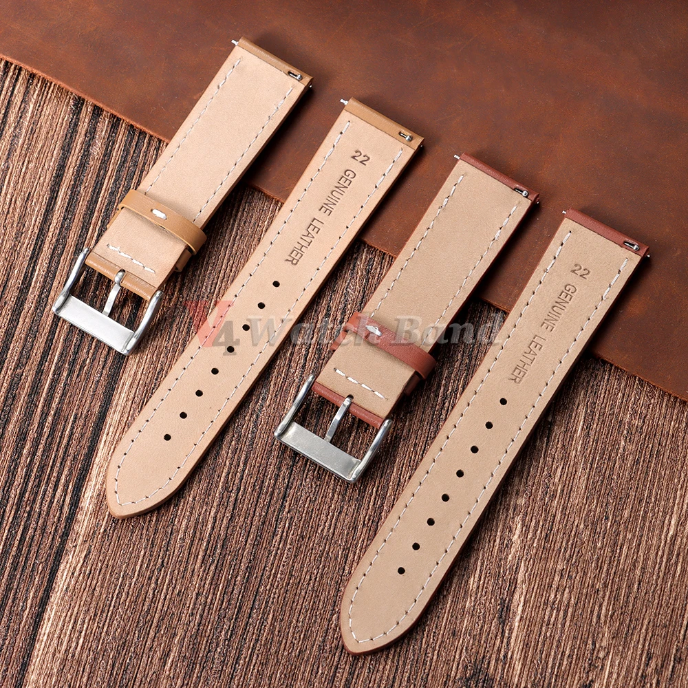 Schnellverschluss Vintage Leder-Uhrenarmband 18mm 20mm 22mm 24mm Genähtes Rindsleder-Armband für Omega Braunes Handgelenk-Armband für Seiko – Detail 6