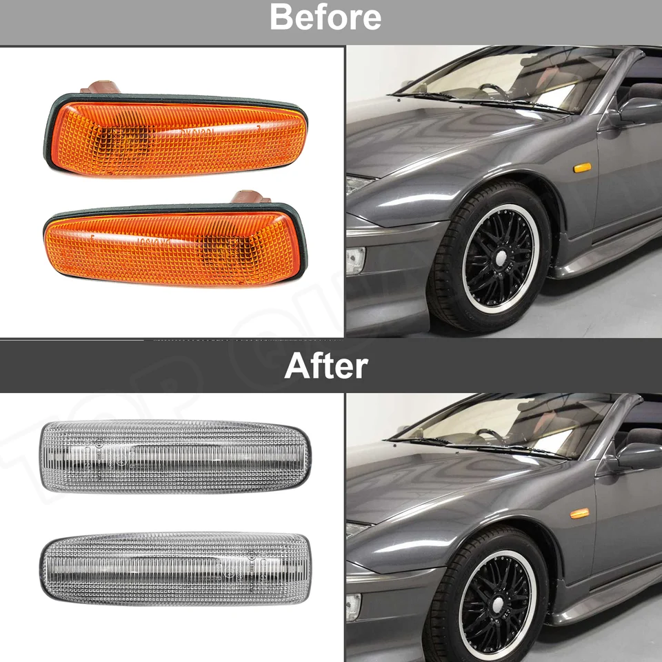 Dynamic Black LED Side Marker Lights For 1990-2000 Nissan 300ZX