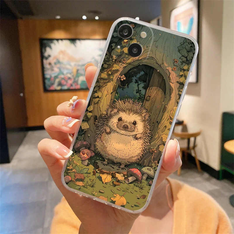 Charming Little Hedgehog Soft TPU Clear Phone Case