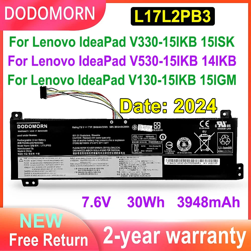 Bateria do portátil para Lenovo, 30Wh, L17L2PB3,