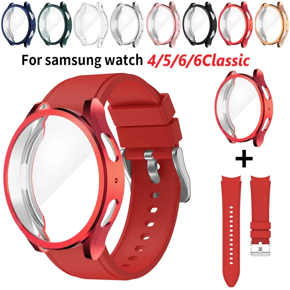 Protective Case+Band for Samsung Galaxy Watch 4/5/6 40mm 44mm Soft TPU  Cover+Bracelet for Galaxy Watch 6 Classic 43mm 47mm Strap