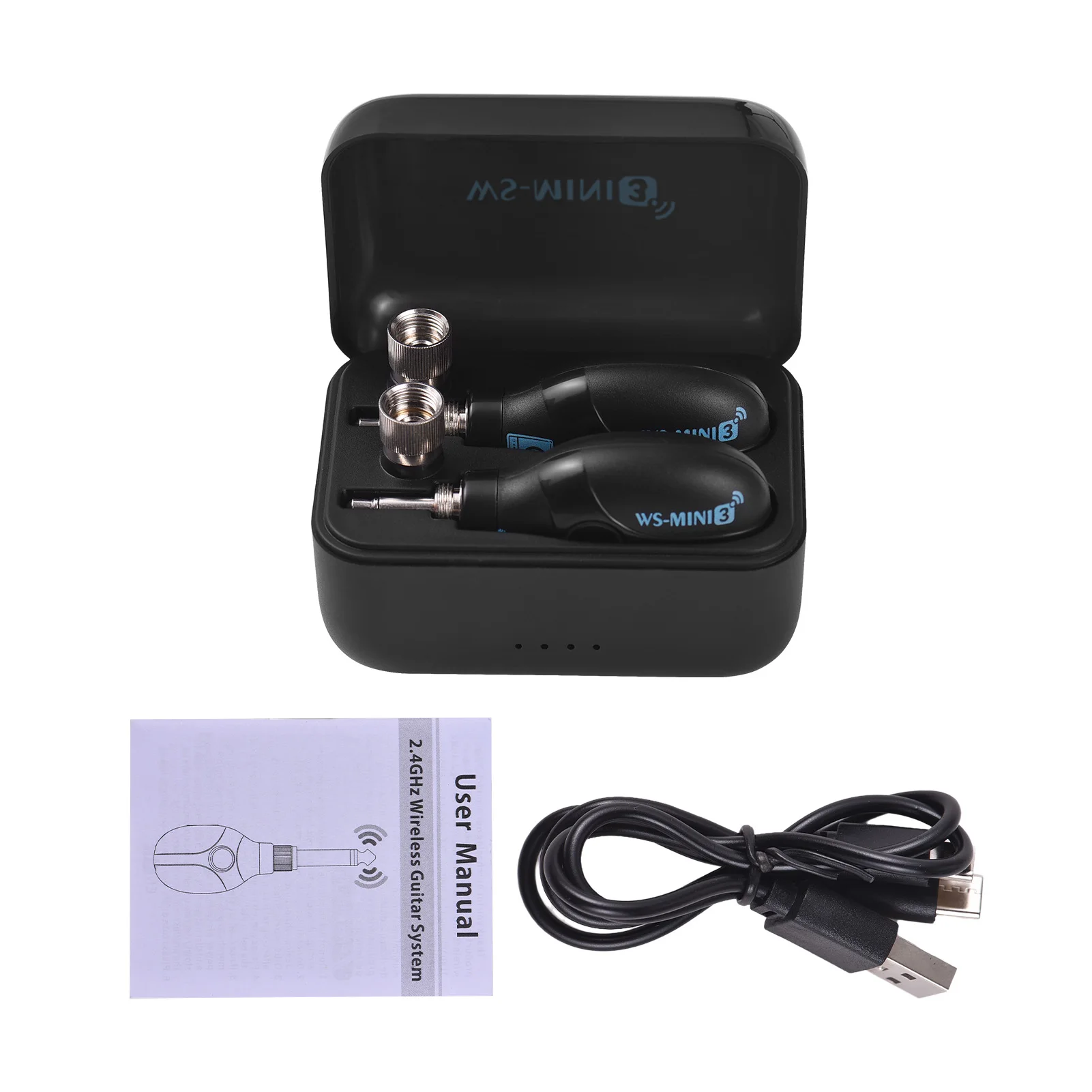 2.4G Wireless Guitar System Transmitter Receiver Set 4 Channel Transmission Charging Compartment Plug and Play