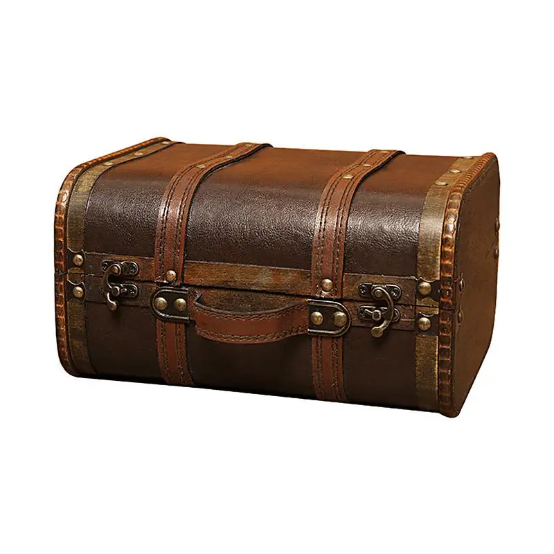 

Деревянный нагрудный ящик, винтажный деревянный нагрудный ящик с ручкой, маленькая коробка для хранения, для женской коллекции и домашнего декора