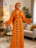 Muslim Diamonds Robe Woman Floral Closed Abaya With Hijab Set Dubai Luxury Arabian Ramadan Dresses Islam Malaysian Prayer Outfit