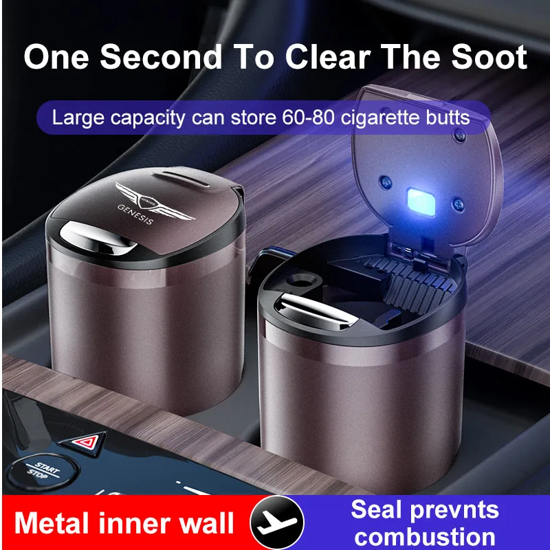

Car Cigarette Ashtray Cup With Lid With LED Light For Genesis Portable Detachable Vehicle Ashtray Holder Ashtray Interior Parts