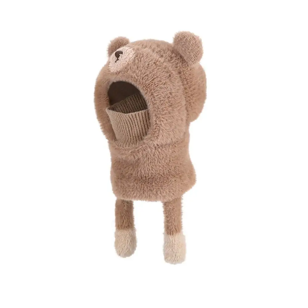 Personality Elastic Children Pullover Cap Small Bear Trendy Knitted Mask Hat Korean Style Soft Kids Winter Scarf Warmer