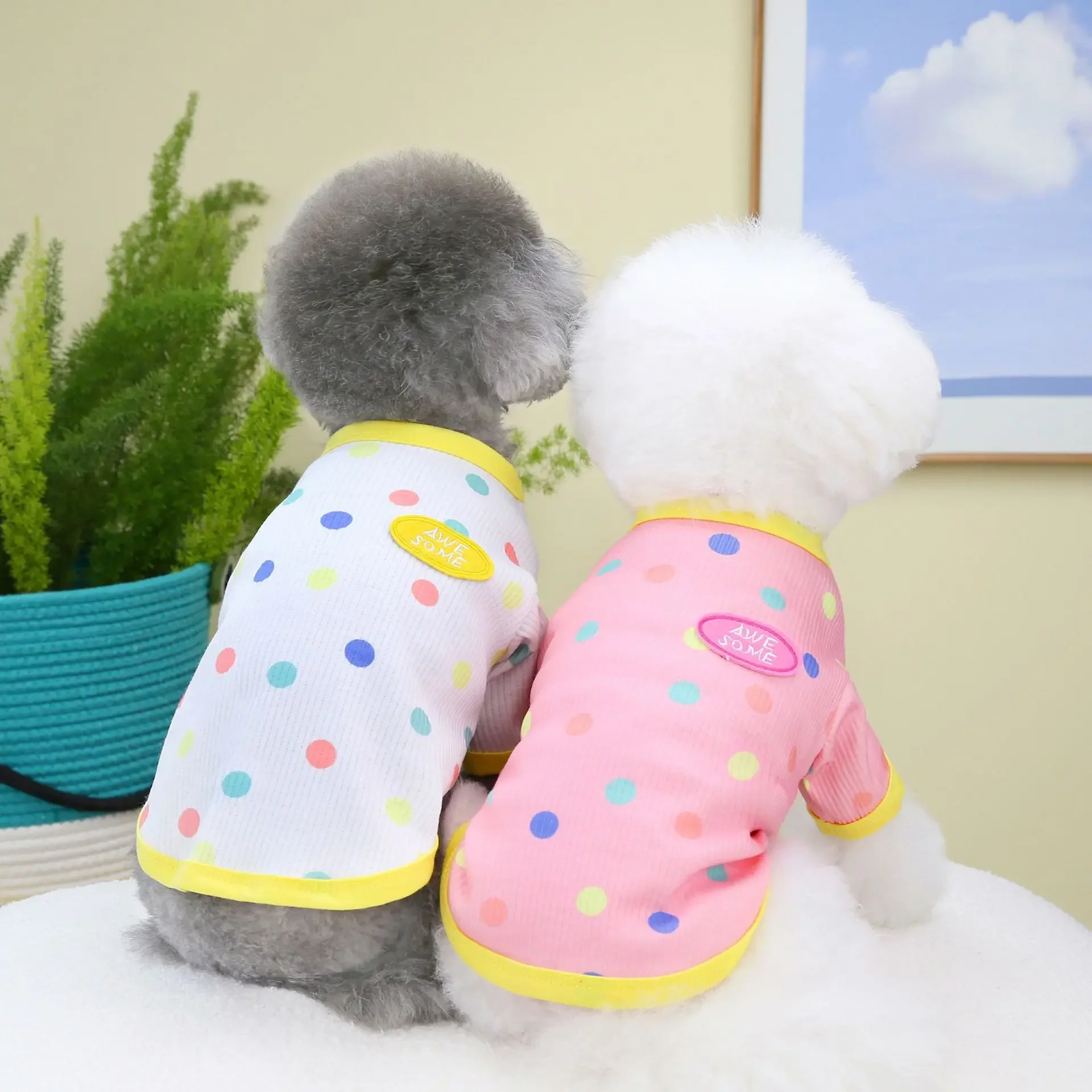 

Dot Printed Dog Clothes Cotton Dog Costume Pet Clothes Pet Shirt Puppy Clothes Pet Vest Dog Sport Shirt