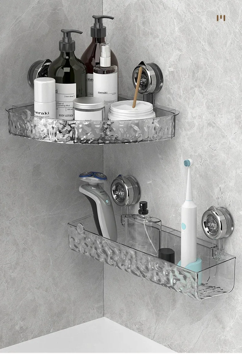 Shower Room Suction Cup Bathroom Storage Shelf Basket Home Storage Organizer Shelf Decorative Easy Install Bathroom Organizer