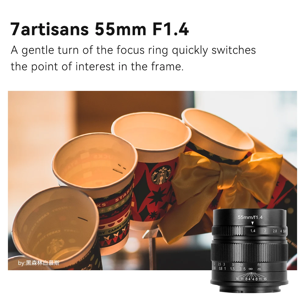 Camera Lens 7artisans 55mm F1.4 MF Large Aperture Portrait Prime Lens For Sony E A6600 Canon EOS-M M50 FujiX X-A1 X-T1 Micro 4/3 E-PL1 E-M10