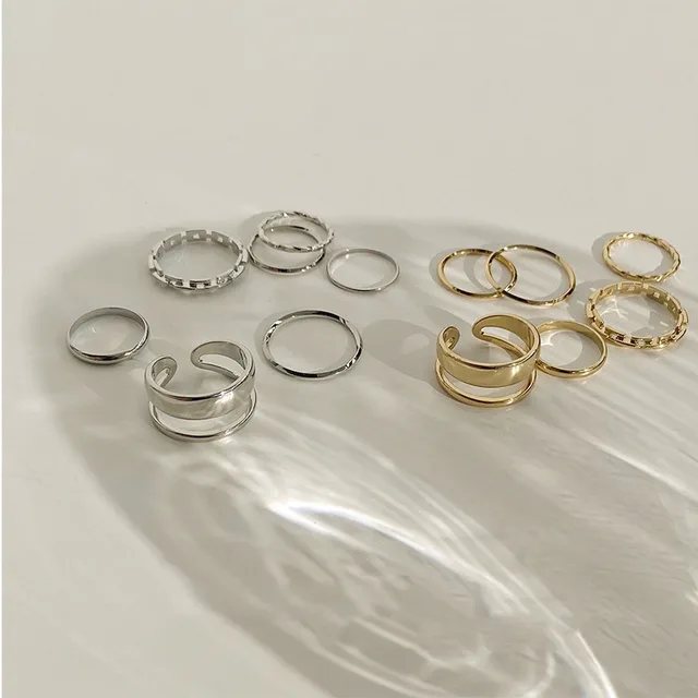 LATS-Conjunto de anillos de moda para mujer, sortija redonda de apertura hueca de Metal para chica, regalo de boda para fiesta, 7 piezas