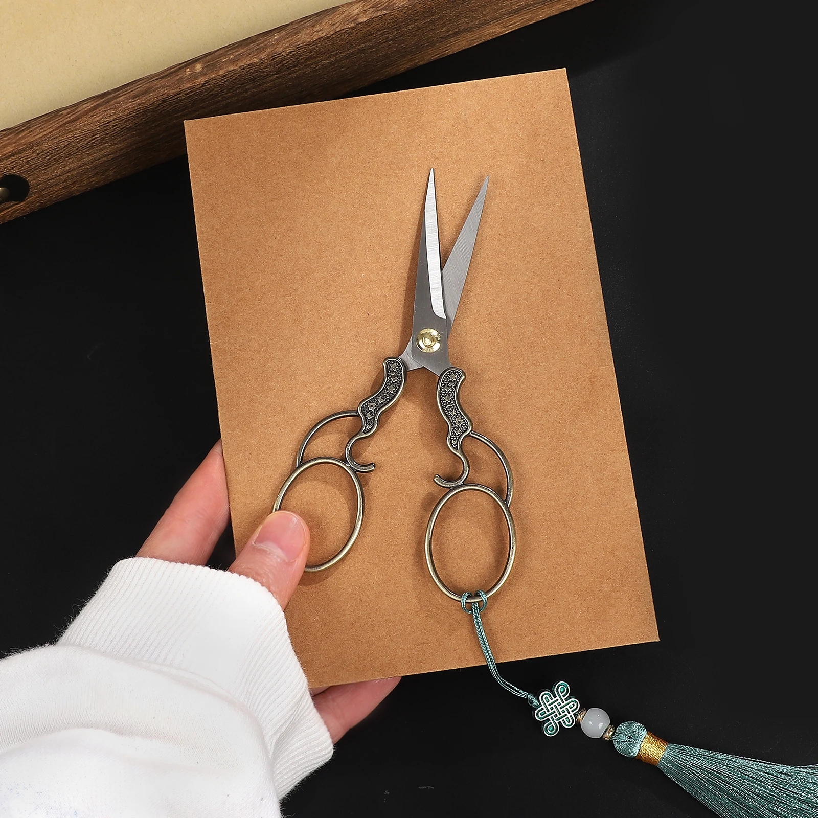 빈티지 중국 스타일 차 가위 절단 도구 창의적인 DIY 저널 재료 콜라주 학생 용품 문구류