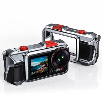 Gabbia per Fotocamera in Lega di Alluminio con Attacco Cold Shoe per DJI Action 3/4/5/6 Pro Insta360 Ace Pro 2